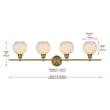 Living District Collier 4 Light Satin Gold And Frosted White Glass Wall Sconce