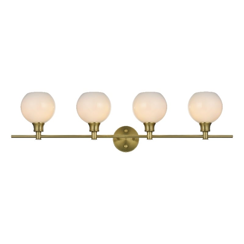 Living District Collier 4 Light Satin Gold And Frosted White Glass Wall Sconce