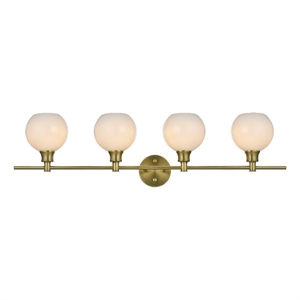 Living District Collier 4 Light Satin Gold And Frosted White Glass Wall Sconce