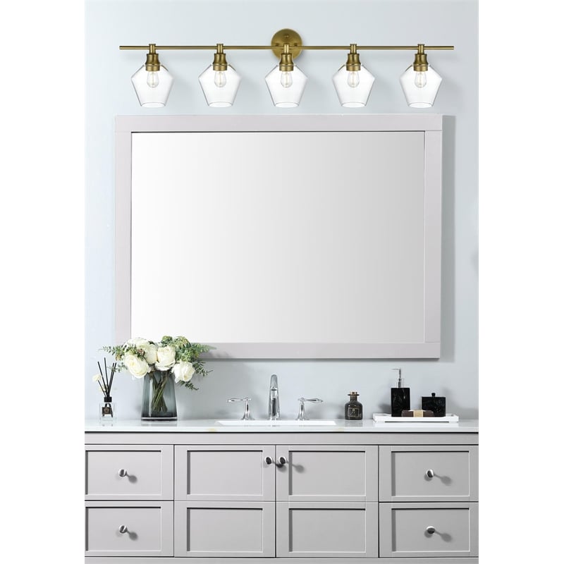 Living District Gene 5 Light Satin Gold And Clear Glass Wall Sconce