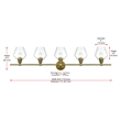 Living District Gene 5 Light Satin Gold And Clear Glass Wall Sconce