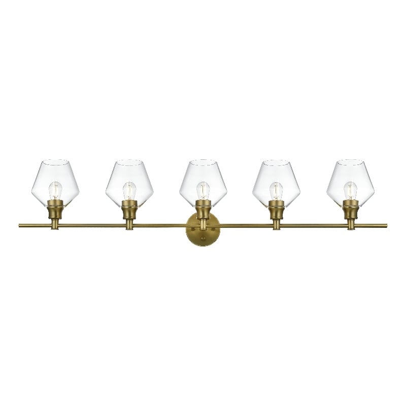 Living District Gene 5 Light Satin Gold And Clear Glass Wall Sconce