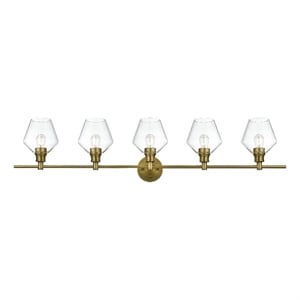 Living District Gene 5 Light Satin Gold And Clear Glass Wall Sconce