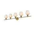 Living District Gene 5 Light Satin Gold And Frosted White Glass Wall Sconce