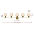 Living District Gene 5 Light Satin Gold And Frosted White Glass Wall Sconce