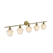 Living District Gene 5 Light Satin Gold And Frosted White Glass Wall Sconce
