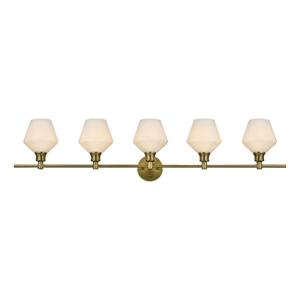Living District Gene 5 Light Satin Gold And Frosted White Glass Wall Sconce