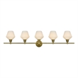 Living District Gene 5 Light Satin Gold And Frosted White Glass Wall Sconce