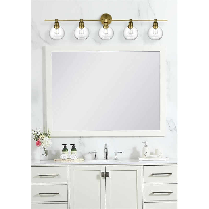 Living District Collier 5 Light Satin Gold And Clear Glass Wall Sconce