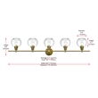 Living District Collier 5 Light Satin Gold And Clear Glass Wall Sconce