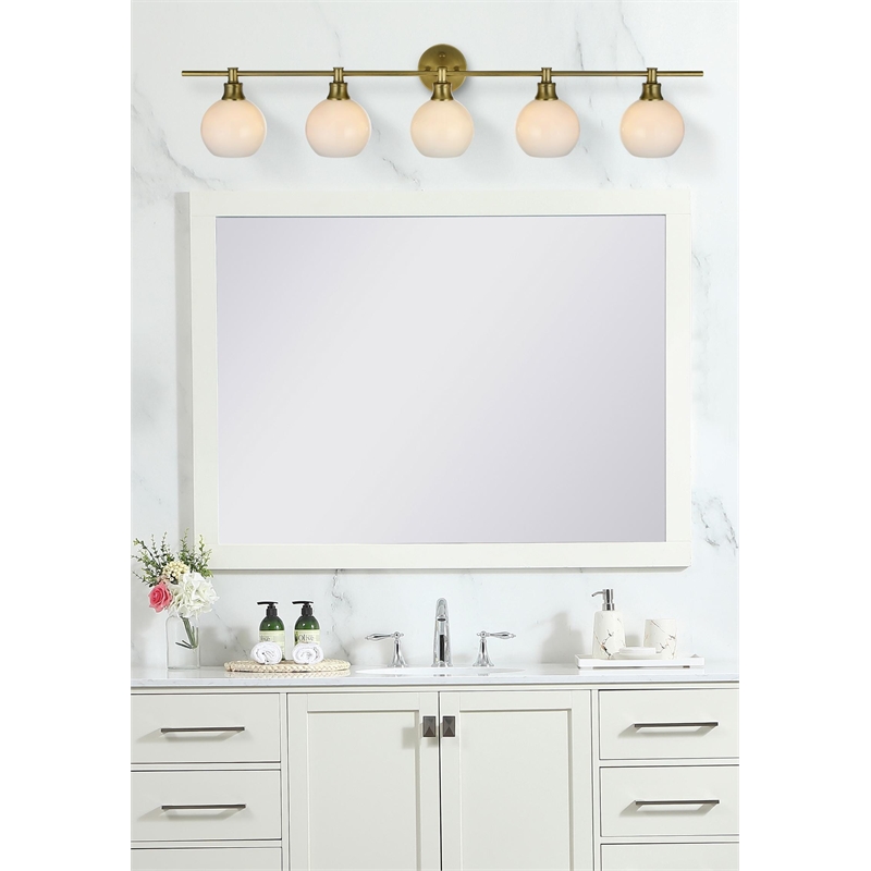 Living District Collier 5 Light Satin Gold And Frosted White Glass Wall Sconce