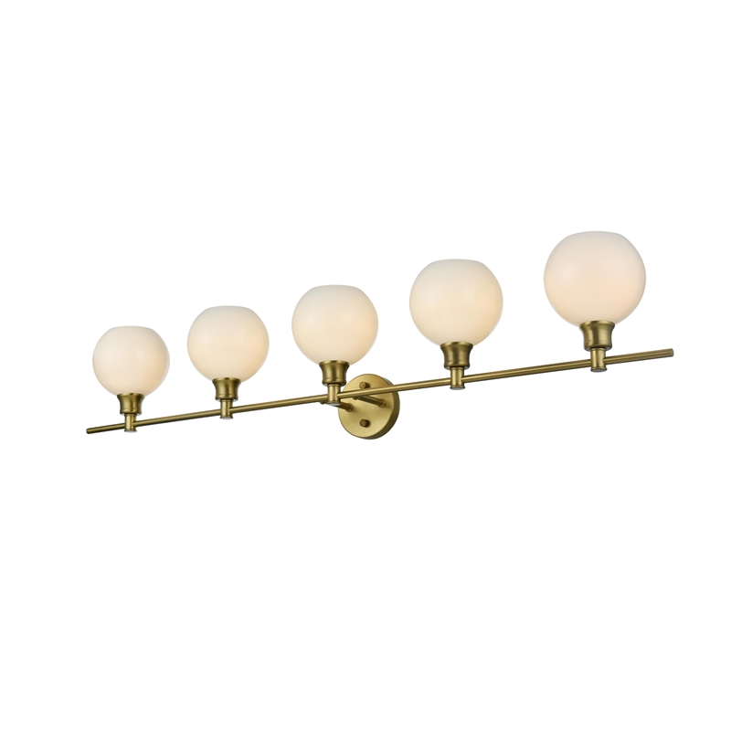 Living District Collier 5 Light Satin Gold And Frosted White Glass Wall Sconce