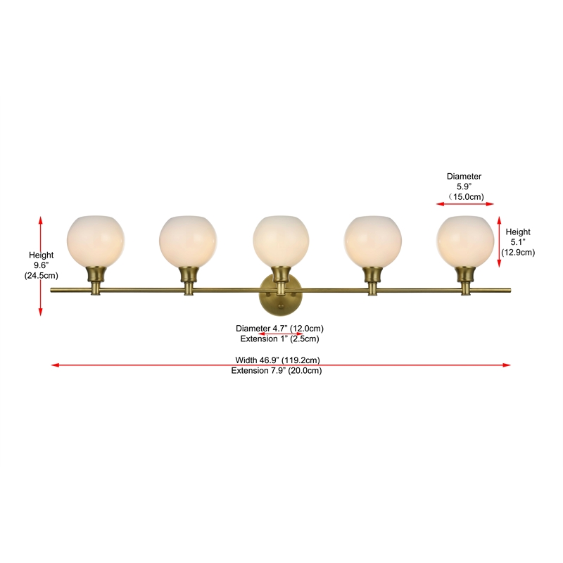 Living District Collier 5 Light Satin Gold And Frosted White Glass Wall Sconce