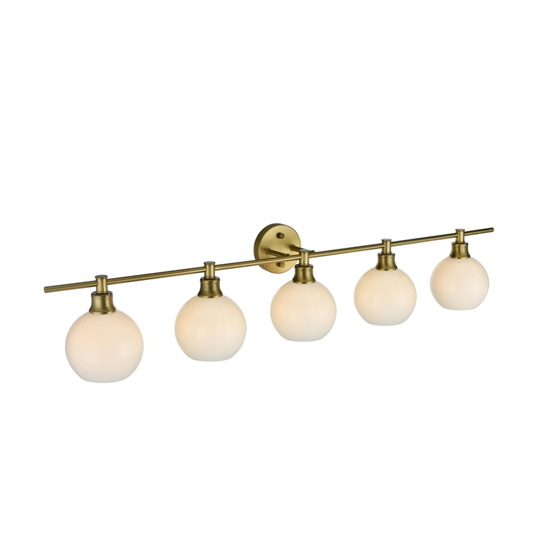 Living District Collier 5 Light Satin Gold And Frosted White Glass Wall Sconce