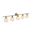 Living District Collier 5 Light Satin Gold And Frosted White Glass Wall Sconce