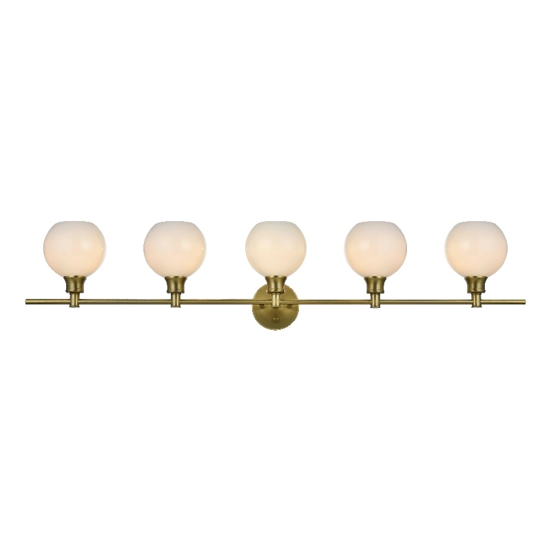 Living District Collier 5 Light Satin Gold And Frosted White Glass Wall Sconce