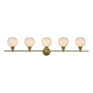 Living District Collier 5 Light Satin Gold And Frosted White Glass Wall Sconce