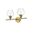Living District Gene 2 Light Satin Gold And Clear Glass Wall Sconce