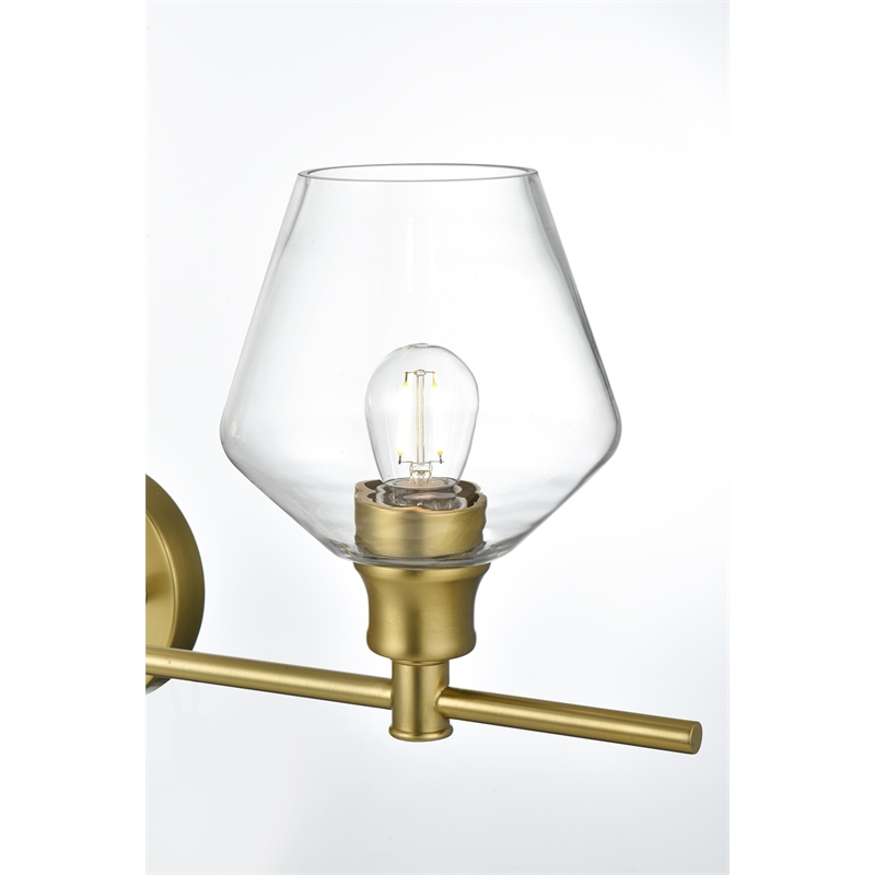 Living District Gene 2 Light Satin Gold And Clear Glass Wall Sconce