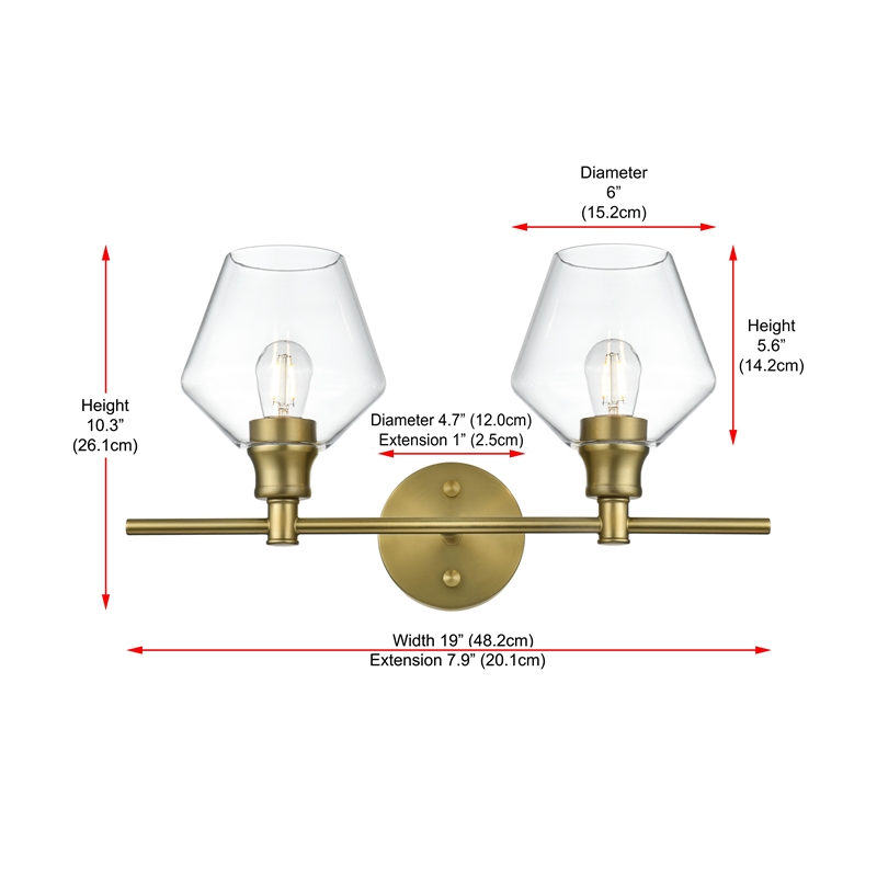 Living District Gene 2 Light Satin Gold And Clear Glass Wall Sconce