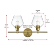 Living District Gene 2 Light Satin Gold And Clear Glass Wall Sconce