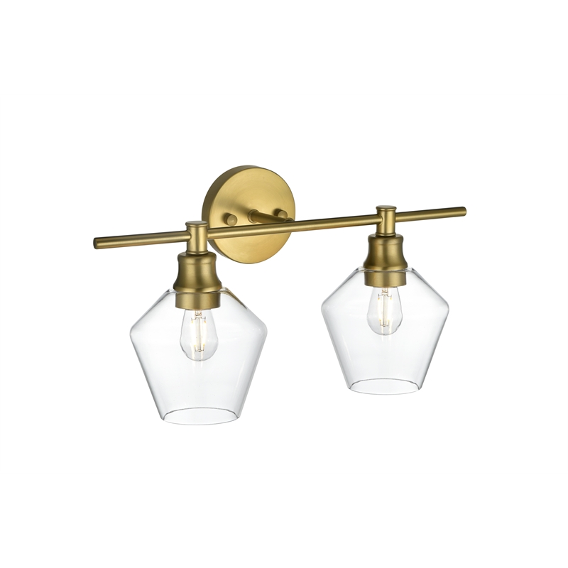 Living District Gene 2 Light Satin Gold And Clear Glass Wall Sconce