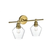 Living District Gene 2 Light Satin Gold And Clear Glass Wall Sconce