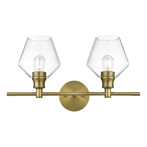Living District Gene 2 Light Satin Gold And Clear Glass Wall Sconce