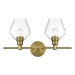 Living District Gene 2 Light Satin Gold And Clear Glass Wall Sconce