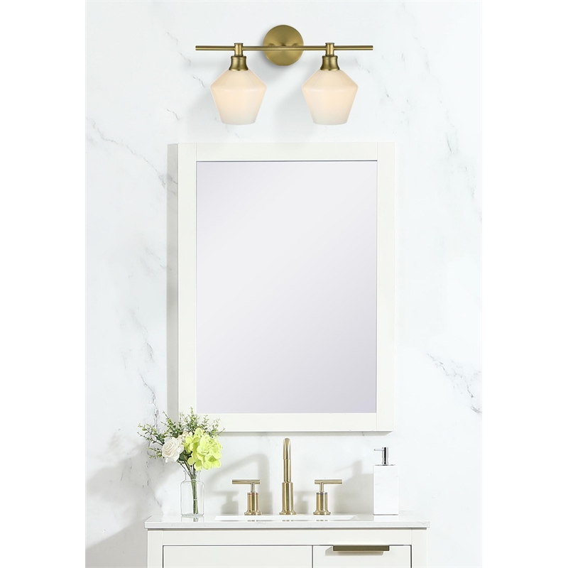Living District Gene 2 Light Satin Gold And Frosted White Glass Wall Sconce