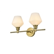 Living District Gene 2 Light Satin Gold And Frosted White Glass Wall Sconce