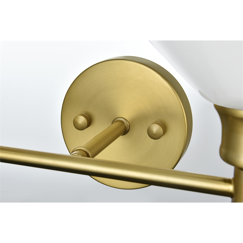 Living District Gene 2 Light Satin Gold And Frosted White Glass Wall Sconce