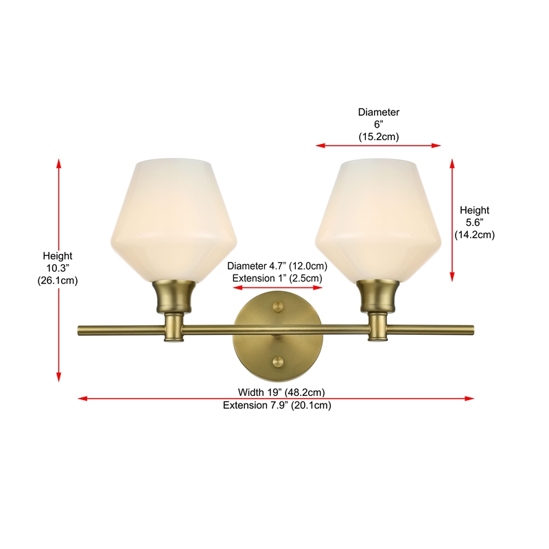 Living District Gene 2 Light Satin Gold And Frosted White Glass Wall Sconce