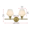Living District Gene 2 Light Satin Gold And Frosted White Glass Wall Sconce