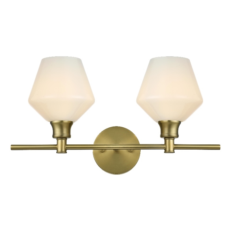 Living District Gene 2 Light Satin Gold And Frosted White Glass Wall Sconce