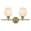 Living District Gene 2 Light Satin Gold And Frosted White Glass Wall Sconce