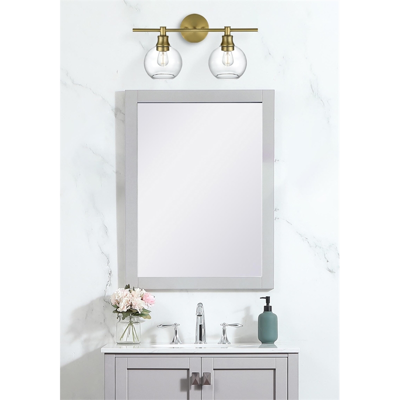 Living District Collier 2 Light Satin Gold And Clear Glass Wall Sconce