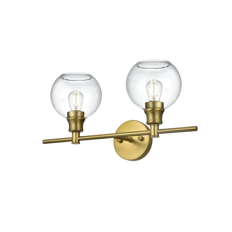 Living District Collier 2 Light Satin Gold And Clear Glass Wall Sconce