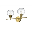 Living District Collier 2 Light Satin Gold And Clear Glass Wall Sconce
