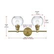 Living District Collier 2 Light Satin Gold And Clear Glass Wall Sconce