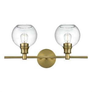 Living District Collier 2 Light Satin Gold And Clear Glass Wall Sconce