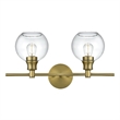 Living District Collier 2 Light Satin Gold And Clear Glass Wall Sconce