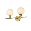 Living District Collier 2 Light Satin Gold And Frosted White Glass Wall Sconce