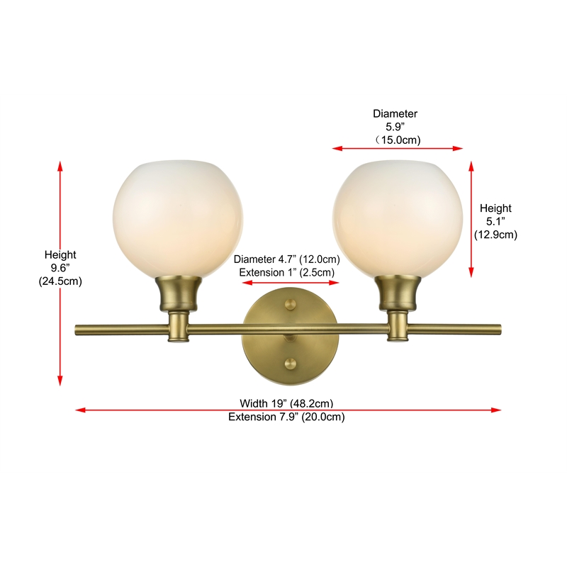 Living District Collier 2 Light Satin Gold And Frosted White Glass Wall Sconce