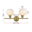 Living District Collier 2 Light Satin Gold And Frosted White Glass Wall Sconce