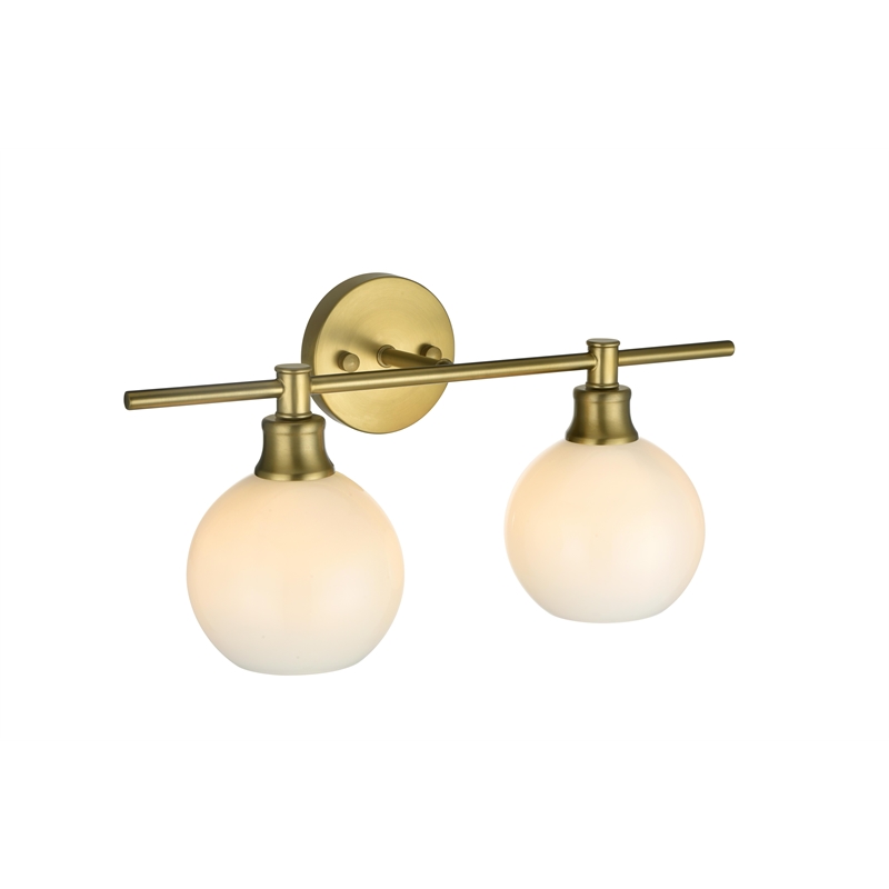 Living District Collier 2 Light Satin Gold And Frosted White Glass Wall Sconce
