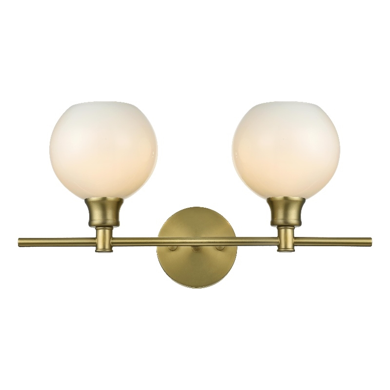 Living District Collier 2 Light Satin Gold And Frosted White Glass Wall Sconce