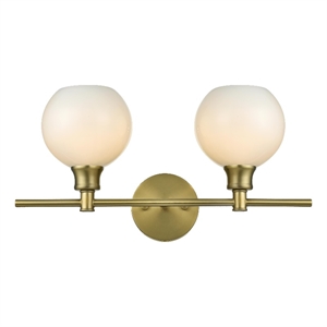 Living District Collier 2 Light Satin Gold And Frosted White Glass Wall Sconce