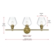 Living District Gene 3 Light Satin Gold And Clear Glass Wall Sconce