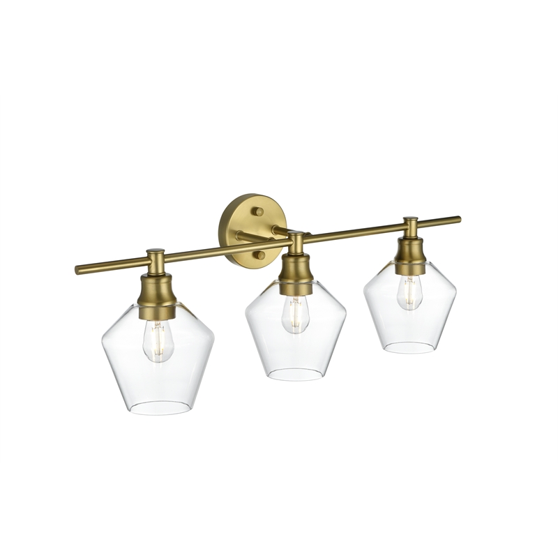 Living District Gene 3 Light Satin Gold And Clear Glass Wall Sconce